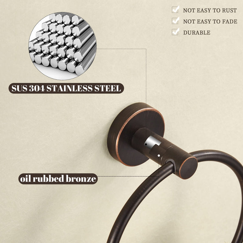 Bronze Toilet Paper Holder Towel Ring,Oil Rubbed Bronze Toilet Roll Holder Hand Towel Holder Bathroom Accessories,Wall Mount Rustic Farmhouse Rustproof Stainless Steel Hardware Set 2PC Oil Rubbed Bronze