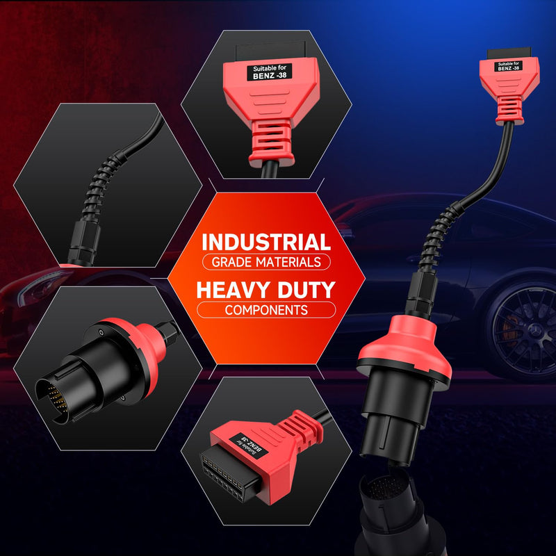 [Australia - AusPower] - Autel Original BENZ-38 PIN Adapter, 38 Pin Male to 16 Pin Female OBDII Connector Compatible with Mercedes-Benz Pre-2001, Work with OBD2 Diagnostic Scan Tool OBD II Scanner 