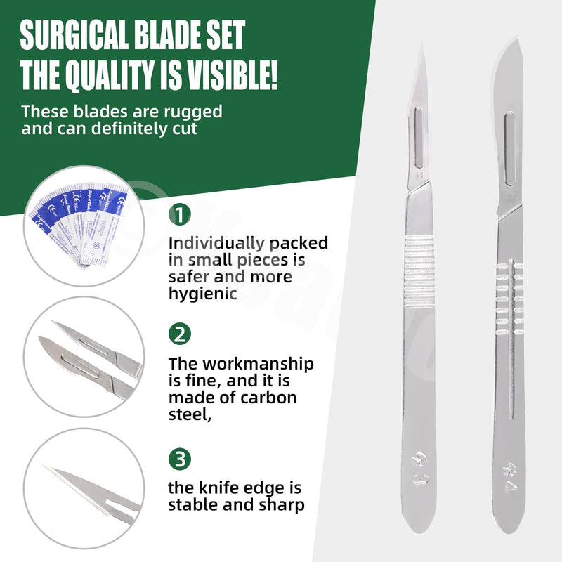 [Australia - AusPower] - Keadic 76Pcs 2 Style Scalpel Blades Handle with #10#11#12#15#20#21#22#23#24 Surgical Sterile Blades, Laboratory Blade-Lab Knives for Callus Removal, Practicing Cutting, Sculpting #10 #11 #12 #15 #20 #21 #22 #23 #24 