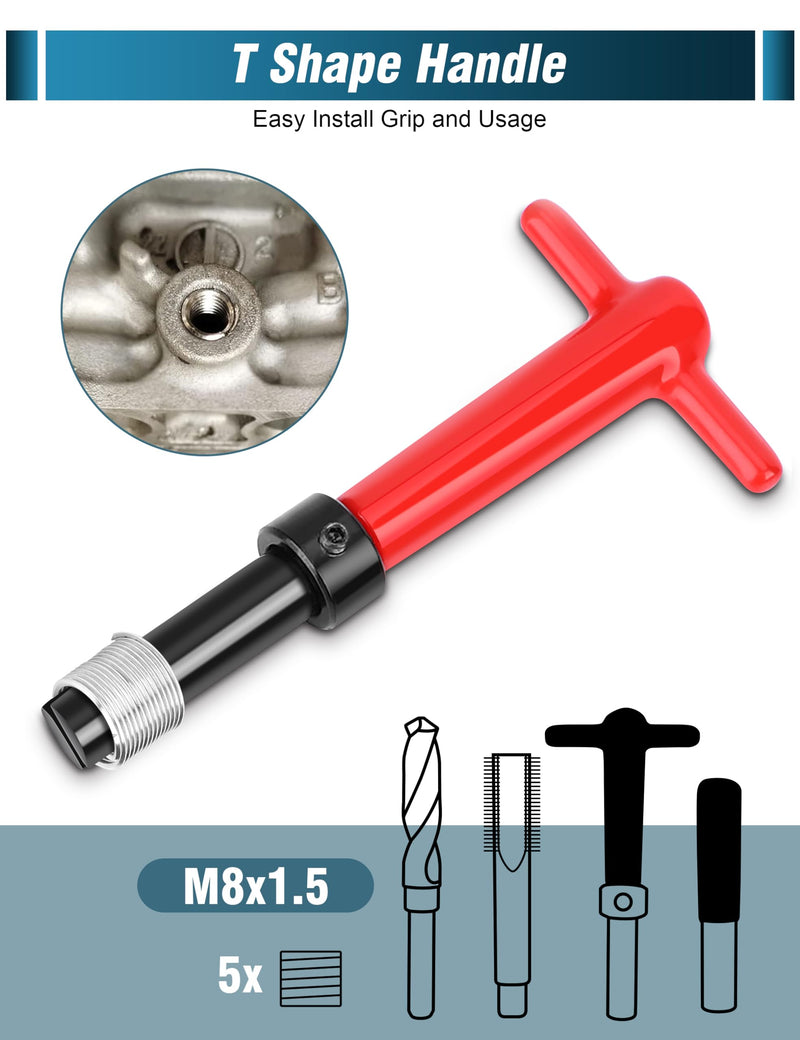 [Australia - AusPower] - M18x1.5 Thread Repair Kit, 10 Pcs Helicoil Thread Repair Kit Thread Chaser Set, Portable Thread Metric Inserts Repair Kits Helicoil Thread Repair kit, Compatible Hand Tool Set for Auto Repairing M18x1.5 