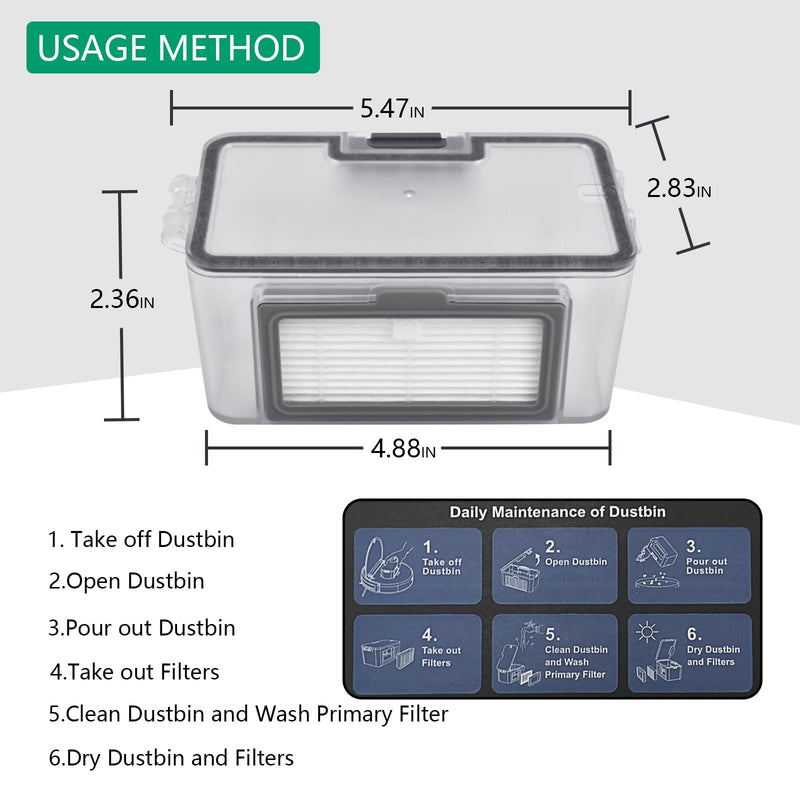 Robot Vacuum dustbin, Sweeping Robot Box Water Tank,Robot Vacuum Replacement Parts Fit for MAMNV BR150/BR151, for ZCWA BR150/BR151,for MANVINS G20,for ONSON BR150/BR151,for GTTVO BR150/BR151, Gray