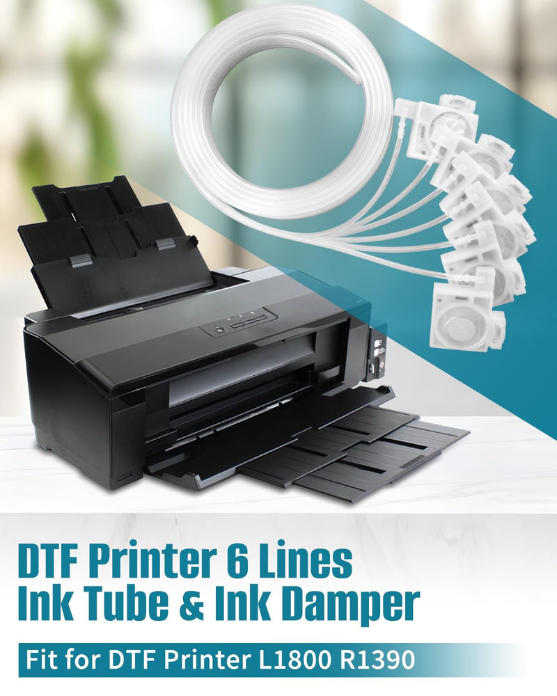 Ink Tube and Ink Damper Set Fit for E-pson L1800 R1390, Ink Damper Dumper with Ink Pipeline