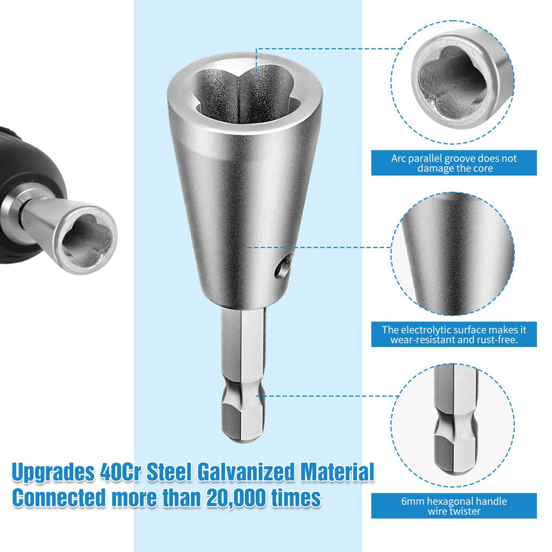 [Australia - AusPower] - Wire Twister Tool for Drill, 2024 Upgrades Wire Nut Twister for Drill Profession Electricians Tool, 6MM Hex Shank Cable Wire Twisting Tool Wire Twister Wire Connector for 9-22 AWG (2pcs) 2pcs 