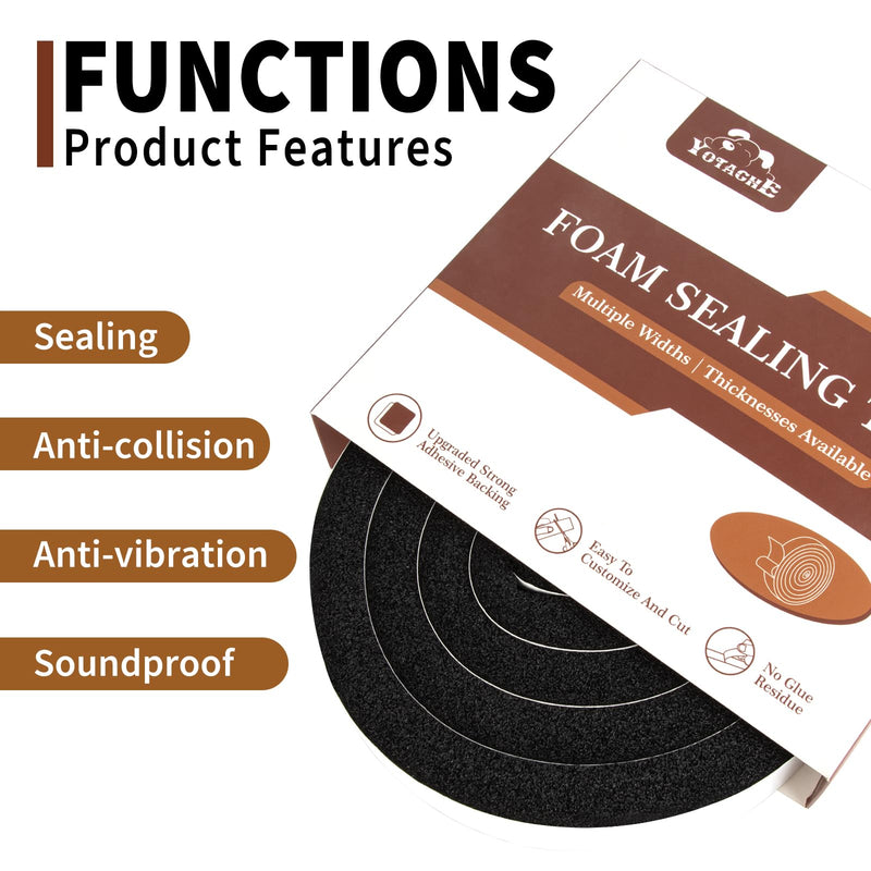 [Australia - AusPower] - Yotache Air Conditioner Window Foam Insulation Seal 1 X 1 Inch, High Resilience Foam Weather Stripping Door Seal Tape, 6.5 Ft x 2Pcs 1" W x 1" T 