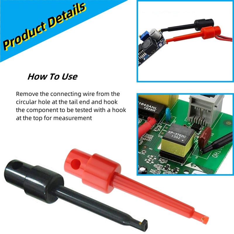 [Australia - AusPower] - 12 Pcs Test Hook Clips Multimeter Test Kit Grabber Test Probe for Wire Electronic Components Testing 