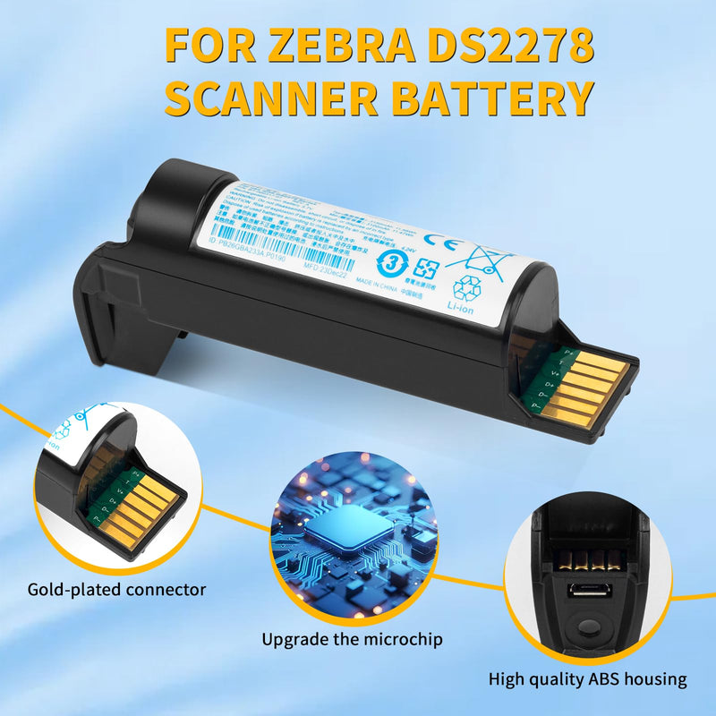 CBQ BT-000317-01 Replacement Battery for Zebra DS22 DS2278 DS2208 DS2278SR DS2278-HC Handheld Scanner Barcode Lithium-Ion Battery BTRY-DS22EAB0E-00