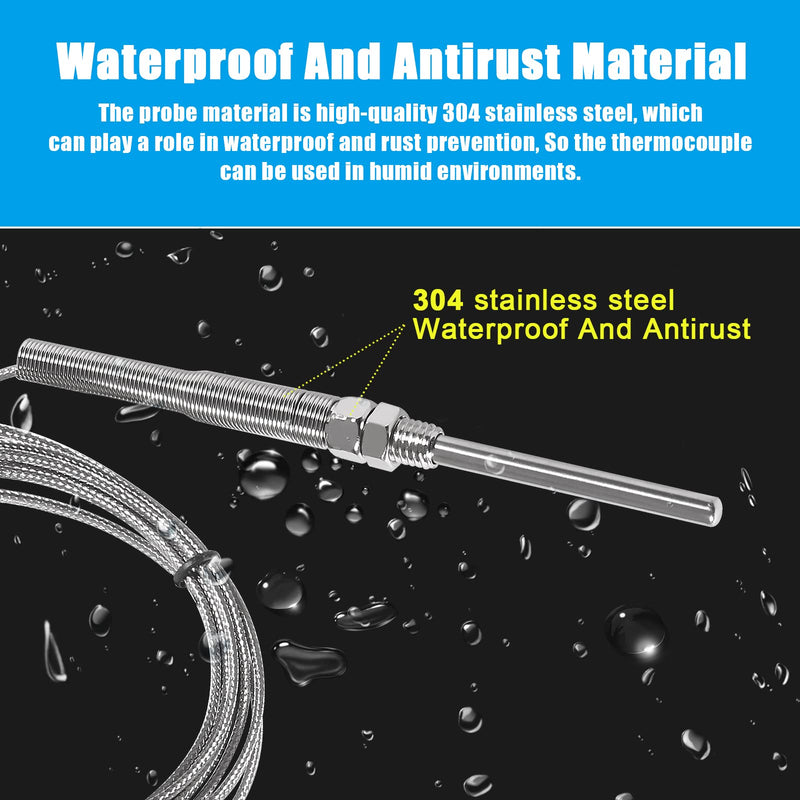[Australia - AusPower] - Alinan 2pcs 2M/Approx 6.6Ft 50MM Probe M8 Pipe Thread Temperature Sensor Probe Two Wire Temperature Controller (0~400℃) K-Type Stainless Steel Thermocouple 2M 50MM 