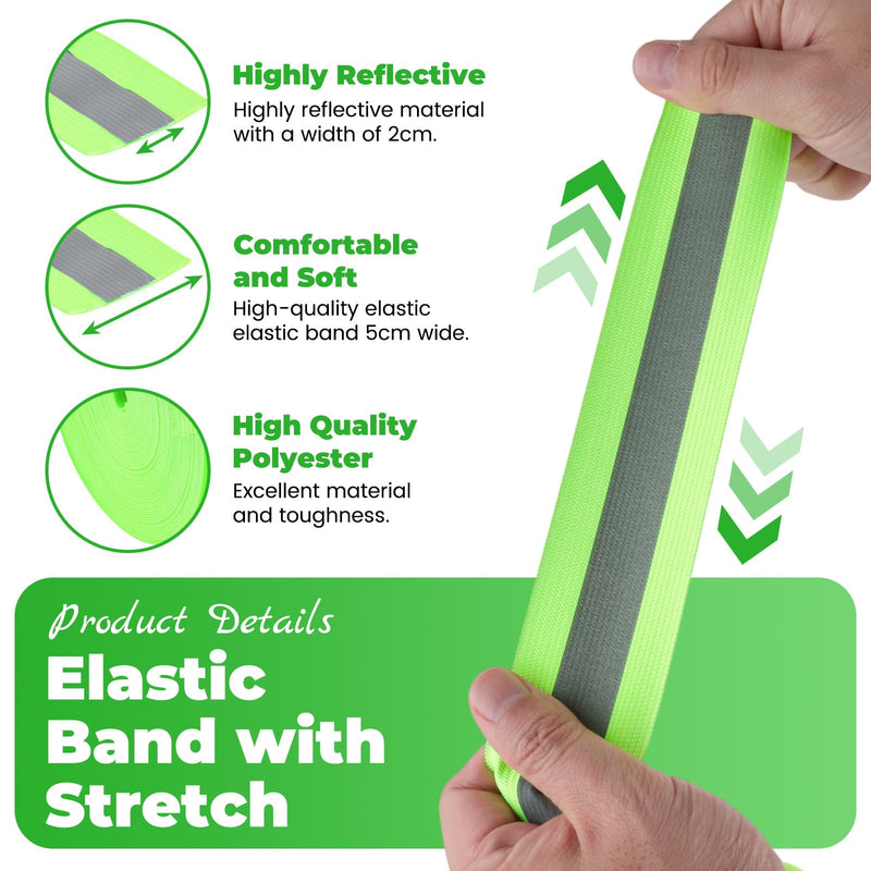 Elastic Reflective Tape for Clothing 2" x 19.7 Ft, High Visibility Reflective Fabric Tape, Sew on Warning Strips Webbing Ribbons for Bags Clothes