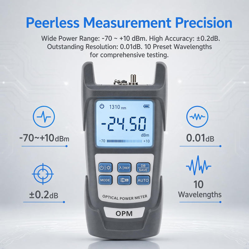 FTTH Fibre Optic Tool Kit, Fibre Optic Power Meter, 70 ~ + 10 dBm Optical Power Meter and Fibre Optic Test 50KM 50MW Visual Fault Locator (OPM+VFL) OPM+VFL