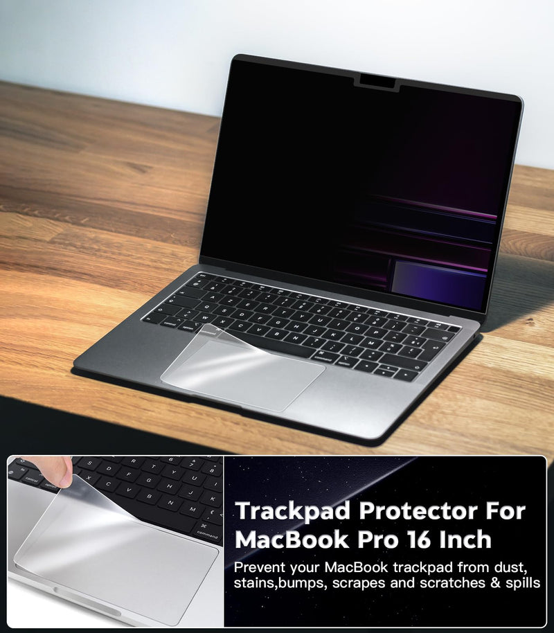 [Australia - AusPower] - PYS Magnetic Privacy Screen Protector for MacBook Pro 16 Inch (2021-2023,M1,M2,M3,Pro,Max) + Camera Cover Slide 2 Pack and Trackpad Protector 2 Pack – [Matte Anti-Glare] [Reduces Blue Light] MacBook Pro 16 Inch (2021-2023,M1,M2) 