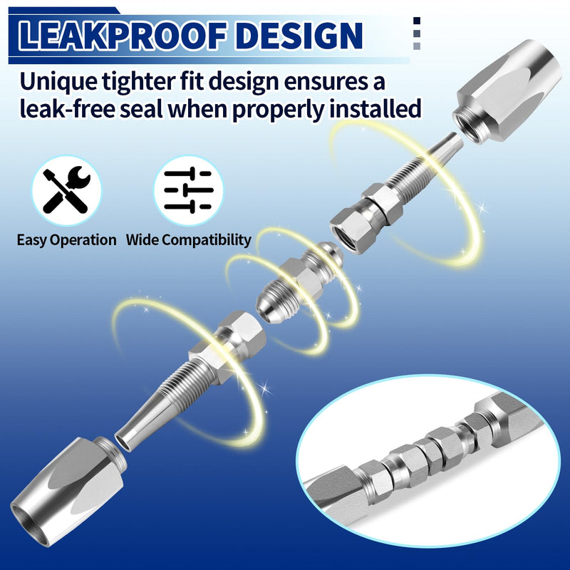 [Australia - AusPower] - Hydraulic Hose Repair Kit, 1/4" Hydraulic Hose Field Repair Kit, 2pcs Reusable Heavy Duty Galvanized Carbon Steel Fittings 1/4'' 