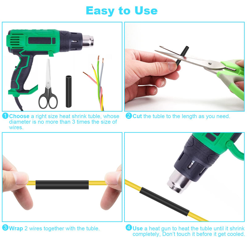 [Australia - AusPower] - 400 Pcs Wire Heat Shrink Tubing Kit With Adhesive lined, Industrial Heat-Shrink Tubing for Wires, 3:1 Marine Grade Heat Shrink Wrap, Premium Large Electrical Waterproof Heat Shrink Tape-Black by DHOOZ 