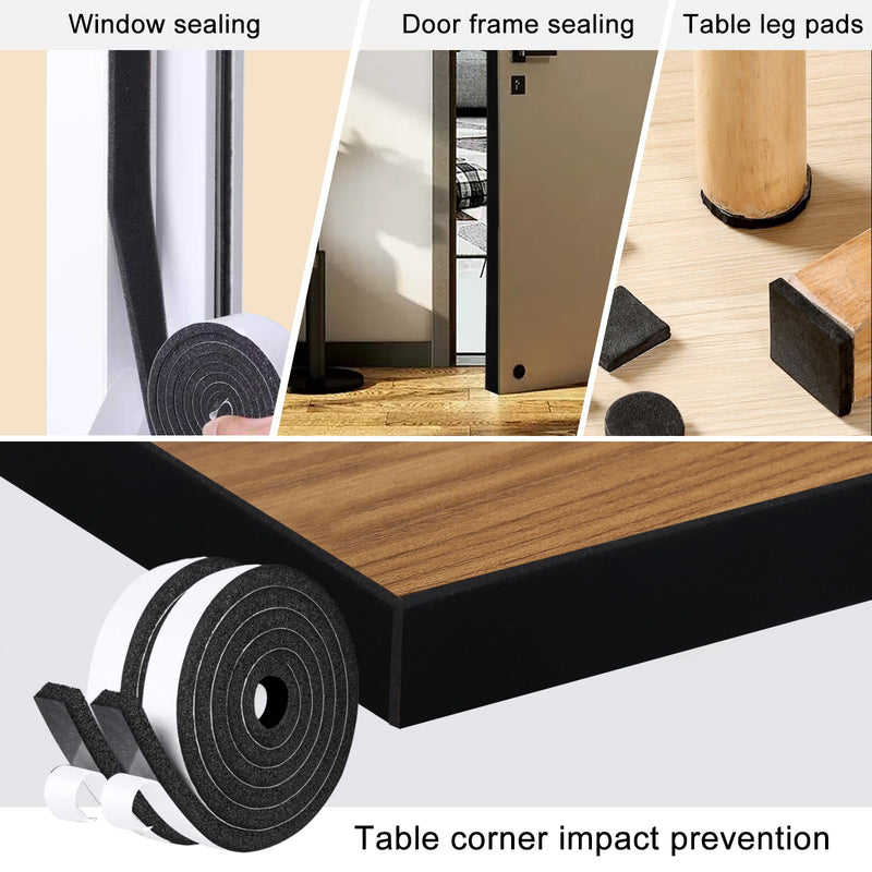 [Australia - AusPower] - Storystore Foam Insulation Tape Self Adhesive,Weather Stripping for Doors and Window,Sound Proof Soundproofing Door Seal,Weatherstrip,Cooling,Air Conditioning Seal Strip (1/2In x 1/4In x 33Ft, Black) 1/2In x 1/4In x 33Ft 