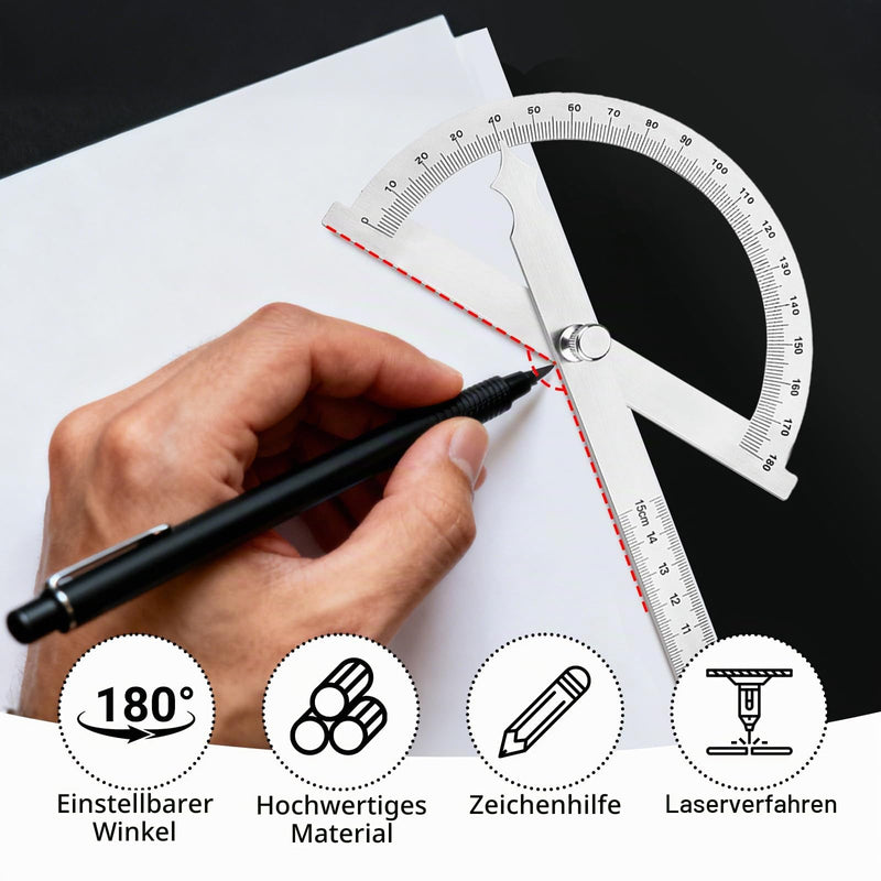 Flintronic Stainless Steel Protractor with Locking Screw, 0-180° Adjustable Prez Degree Ruler Metal with Scale (150 mm) Protractor Metal for School Woodwork Home Work Craftsman DIY #Style-a 150mm