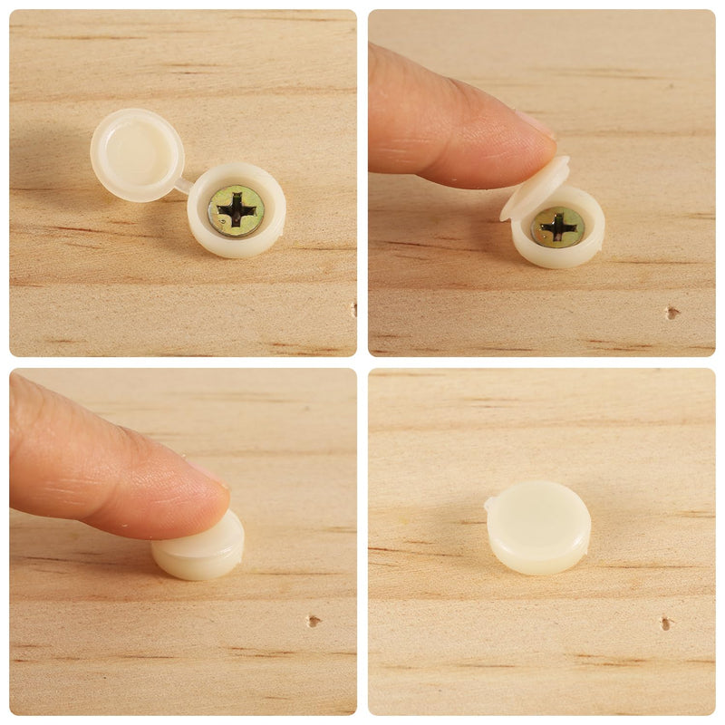 [Australia - AusPower] - 100pcs Screw Cover Caps, Plastic Hinged Screw Caps Folding Screw Covers Small Screw Cap Covers Screw Snap Covers for Screw Heads Protection (Cream Color) Cream Color 