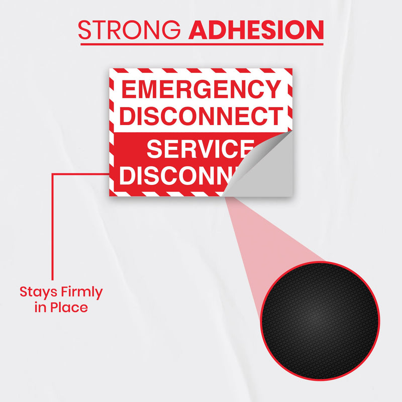 10 x Emergency Disconnect Service Disconnect Signs | 5 x 3.5 Inch Vinyl Emergency Shut Off Warning Stickers for Electrical Panels | Self-Adhesive Electric Danger Labels Notice for Business, Shops, Warehouses, Construction Sites