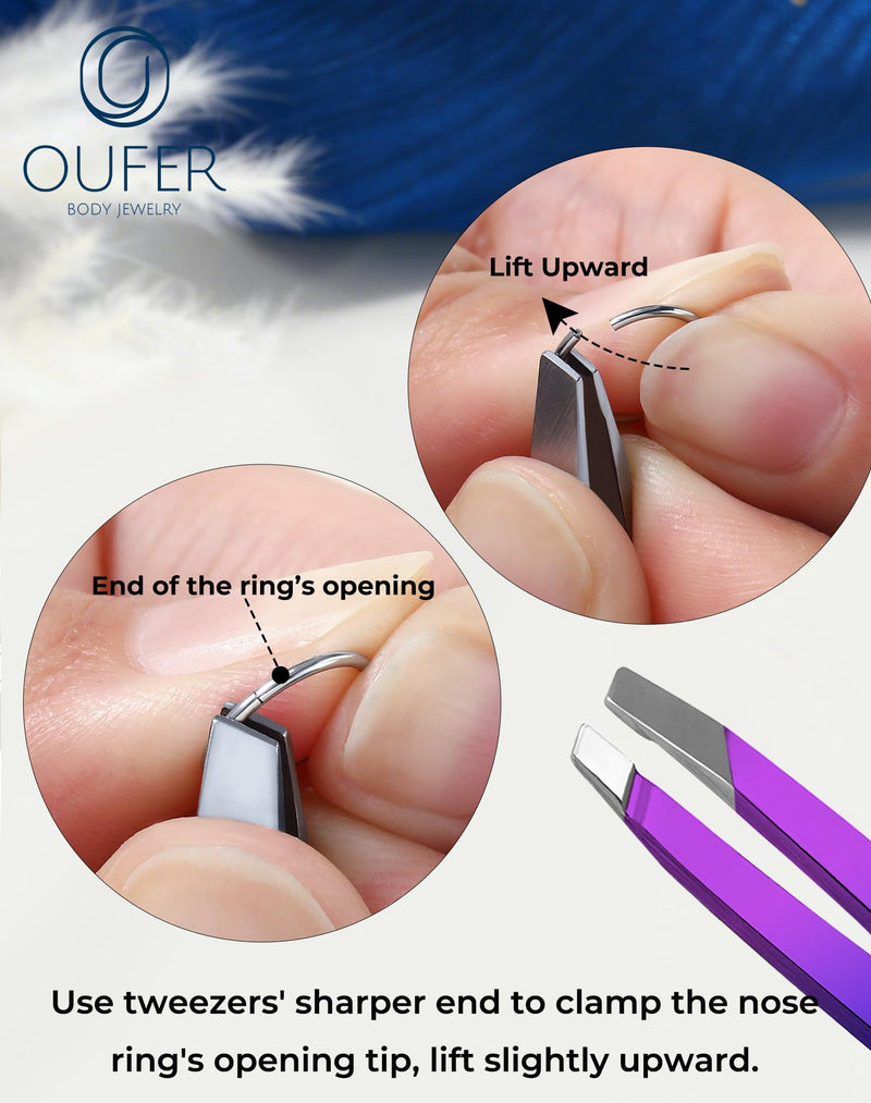 OUFER Piercing Ball Grabber Hinged Clicker Segmen Septum Tool Tweezers Piercing Tools Body Piercing Kit Internal Thread Push Pin Male Thread Assistant Body Piercing Kit for Ear Nose Lip Tool Pink