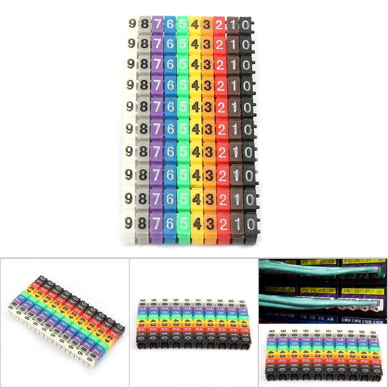 Wire Number Labels, Clip on Wire Markers, Colorful Cable Numbering Marker for Data Center Cable Management, Studio Patch Bays(100PCS KCM-2.5MM) 100PCS KCM-2.5MM