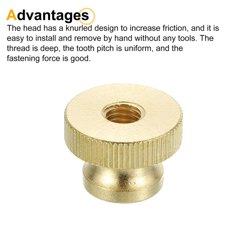 [Australia - AusPower] - uxcell Knurled Thumb Nuts, 8pcs M8 x D23mm x H16mm Brass Knurled Nut with Collar High Head Through Hole Adjusting Nuts for 3D Printer Parts 8 