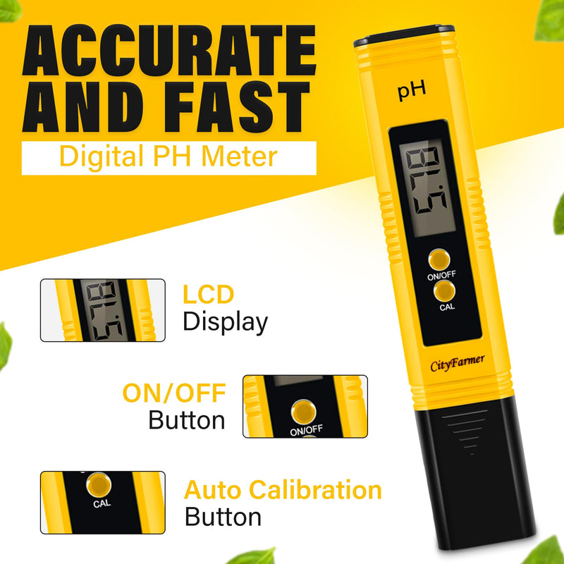 [Australia - AusPower] - PH Meter, Digital pH Meter, PH Meter for Water Hydroponics, with 3 Pack of Calibration Solution Mixture Included 