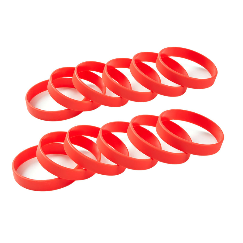 [Australia - AusPower] - Wholesale 12pcs/pack Single Colors Silicone Wristbands Rubber Bracelets for Training,Parties,Events,Sports and for Office Supplies File 12pcs/Red Adult/8“ 