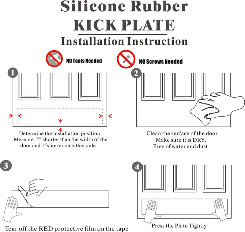 2 Pack Silicone Rubber Door Kick Plate 6x36 Inches Self Adhesive Black Cut-to-Fit KickPlates for 30-34 36 Inch Wide Doors Peel and Stick On 6''x36'' 36inches