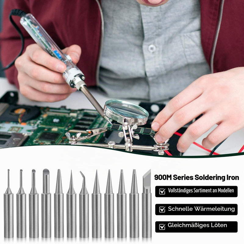 900M Soldering Tips, Pack of 12, Soldering Iron Tips Set | Welding Soldering Tips for Soldering Stations, Replacement Welding Equipment Accessories