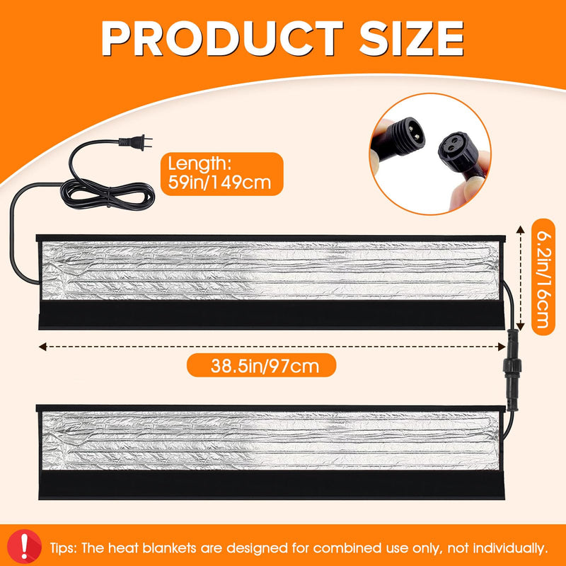 6 Ft Water Pipe Heat Blanket, 38.5" x 6.2" Stickable Waterproof Water Pipe Heat Tape for Straight Water Pipes, Aluminum Foil Freeze Protection Pipe Heater Blanket for Metal and Plastic Pipes 6FT (2pcs)