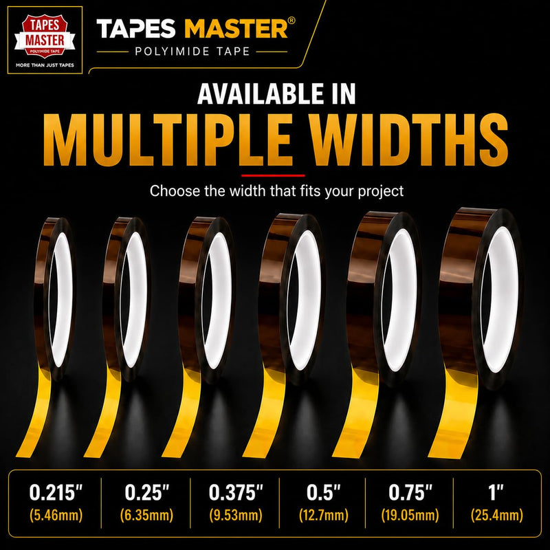 Tapes Master - 1/2" x 36 Yds 1 Mil Polyimide High Temperature Heat Resistant Heat Transfer Thermal Electrical Insulation Tape 1 Roll - 1/2