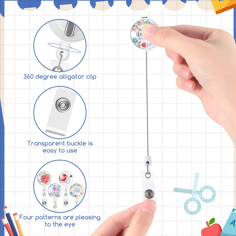 [Australia - AusPower] - 4 Pcs Trauma Shears Bandage Scissors for Nurses Bandage Scissor with Retractable Badge Reels Surgical Gauze Shears Safety Bandage Scissors Badge Reel Clip for Sewing Crafting General Use 