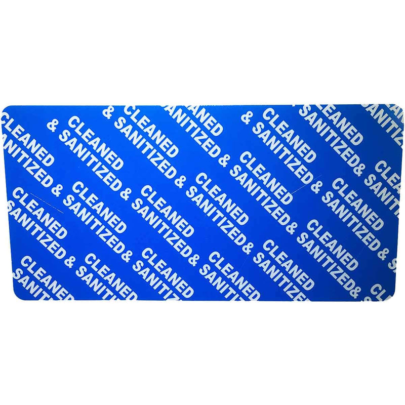 Blue Cleaned and Sanitized Tamper Evident Seals, 2 x 4 Inch, 500 Total Labels