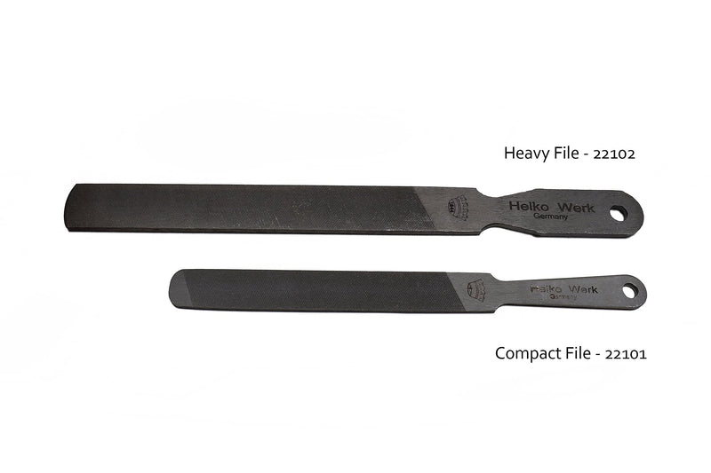1844 Helko Werk Germany Dual Sided Axe Sharpening Compact & Heavy File Set | Made in Germany C125W2 High Carbon Steel Top Side Single-Cut Bottom Side Double-Cut Sharpening (Compact + Heavy Set) Compact File #22101 + Heavy File #22102 Set