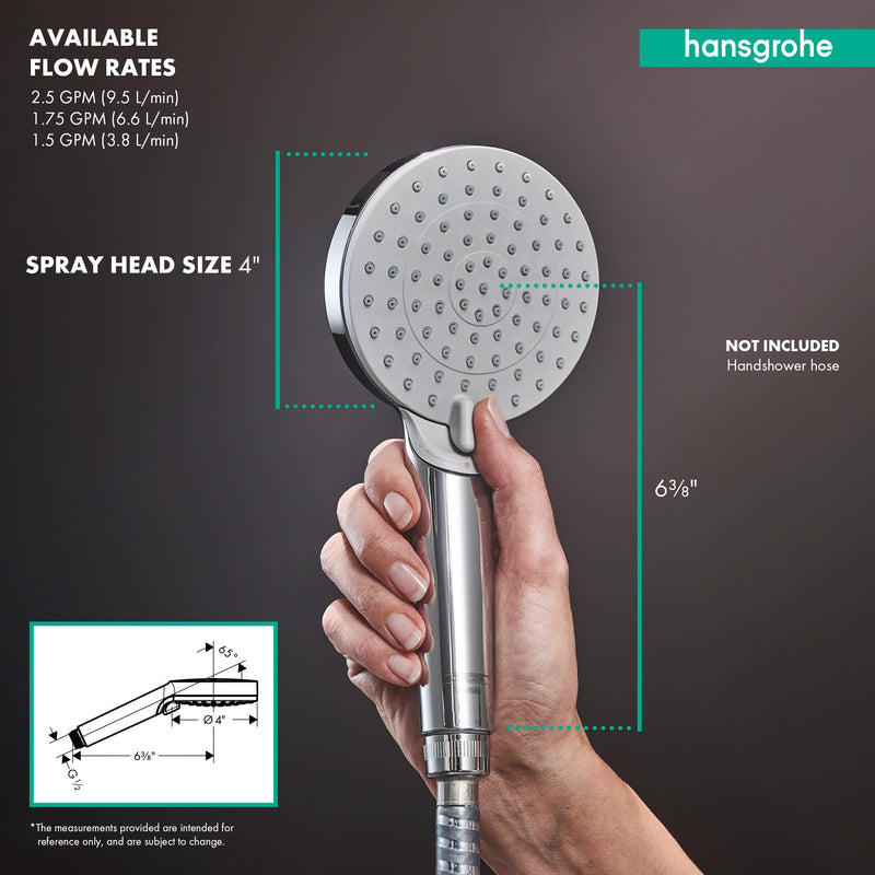 hansgrohe Vernis Blend 4-inch 2-Spray Handheld Shower Head, IntenseRain in Chrome, 2.5 GPM, 26340001 1.75