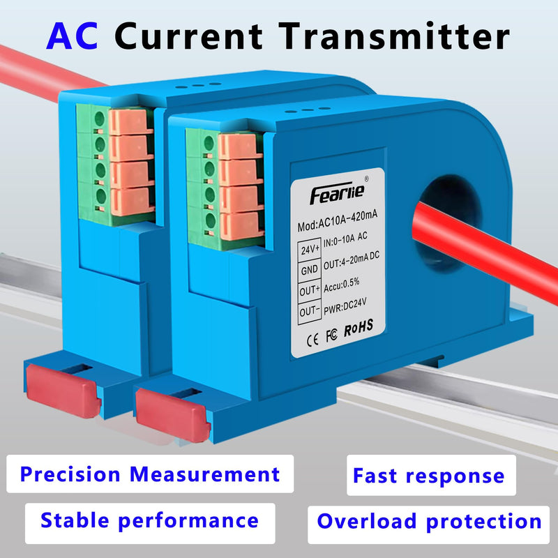 [Australia - AusPower] - AC Current Transmitter,Hall DC Sensor,Output to PLC or Instrument,High Precision Perforated Sensing Current 0-10V-420mA 0-10A/4-20mA 