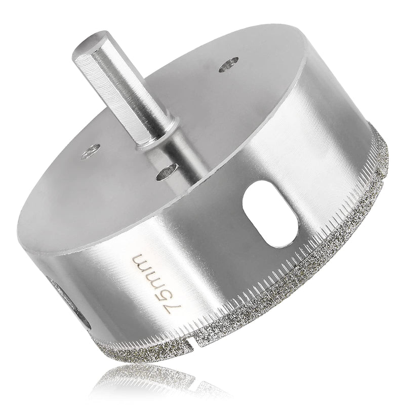 [Australia - AusPower] - Luomorgo 75mm/3 inch Diamond Hole Saw, 1.1 inch Cutting depth Diamond Diamond Drill Bits for Glass Ceramic Marble Porcelain Tile Granite Quartz Gemstone 75mm / 3 inch 