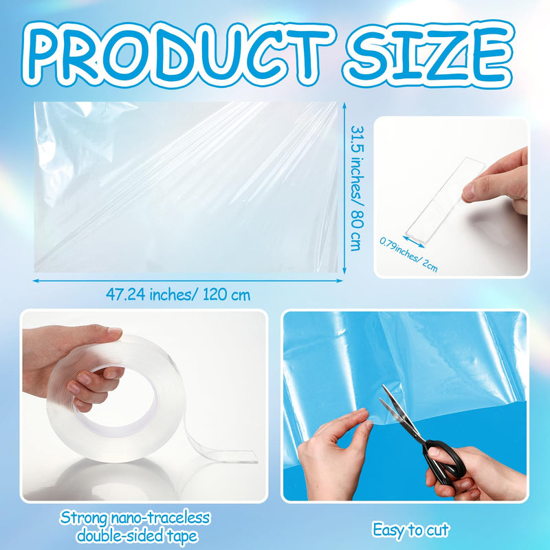 Pangda 31.5 x 47.24 inches Broken Window Cover with Nano Double-Sided Tape, Pre-Cut Transparent PVC Car Window Covering Film, Temporary Car Glass Fix Kit for Broken Glass Replacement Protection