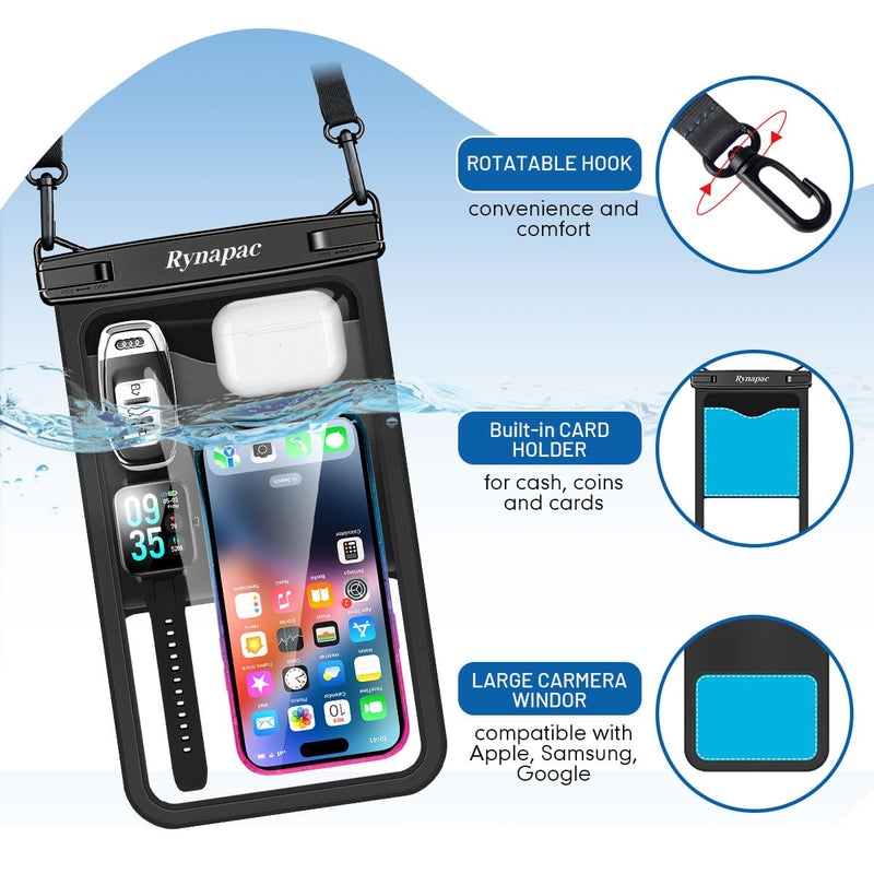 [Australia - AusPower] - [Up to 10"] Large Waterproof Phone Pouch Bag - 2Pack Waterproof Phone Case for iPhone 15 Pro Max 14 13 12 Galaxy S23 S22 S21, IPX8 Cell Phone Water Protector Pouch Beach Essentials Vacation Must Haves Extra Large [10-inch] 