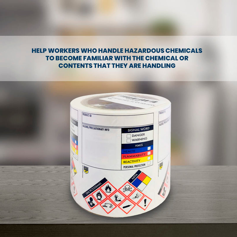 SDS OSHA Data Labels 4 x 3 Inches, 2 Rolls of 250 (500 Total) | GHS Pictogram Stickers with Perforated Edges | HMIS & Hazard Compliant for Chemical Safety & Secondary Containers