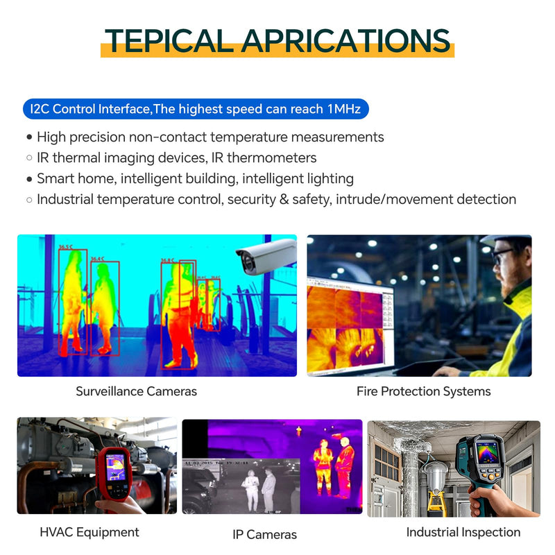 [Australia - AusPower] - MLX90640-D55 Thermal Imaging Camera, 32x24 IR Array, I2C Interface, for Raspberry Pi, Compatible with Arduino and STM32,for Firefighting, Security Monitoring, Electrical Maintenance, HVAC, etc. 