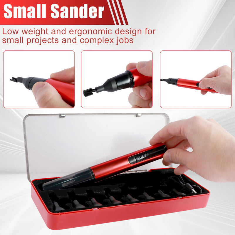 Sabre grinder with 8 types of grinding heads, 12 types of sandpaper, mini pen sander, overload protection, 3-speed reciprocating sander, USB fast charge, electric grinding pen, 10 functional light effects