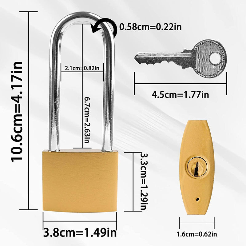 [Australia - AusPower] - Key Locks, Shackle Length 2.63in, Long Shackle Padlocks with Keys, Gym Locker Padlocks, High Security Padlock, for Indoor, Gate, Garage 1Pack 2.63in 