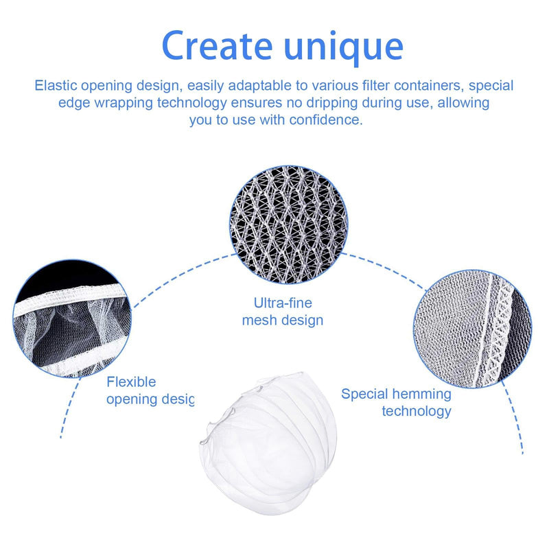 [Australia - AusPower] - HJIAMA Pack of 5 5 Gallon Filter Bags, White Filter Bags, Elastic Opening Design, Hem Process, Filter Bag, Filter Strainer Mesh for Filtering, Colours Coatings 