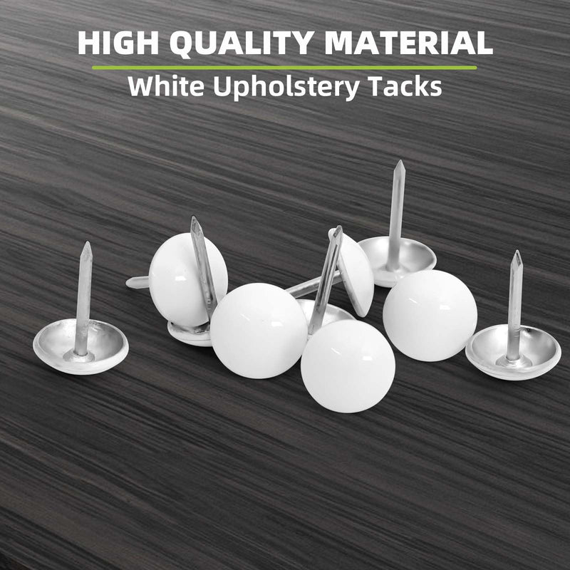 [Australia - AusPower] - 7/16 inch Diameter Upholstery Tacks, Nailhead Decorative Trim for Furniture, White, 100 PCS 