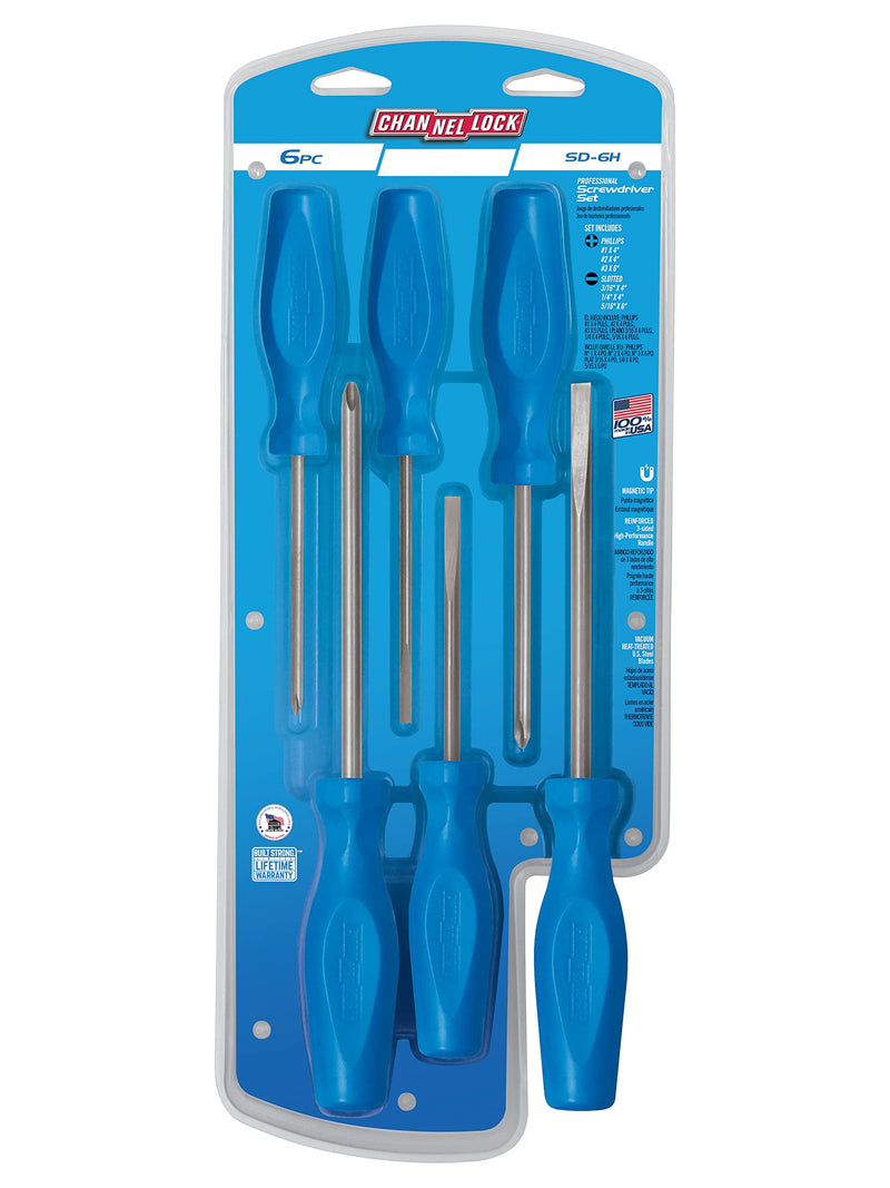 Channellock Screwdriver Set SD-6H - Magnetic Tip, Made in USA, Tri-Lobe Grip - 6 Piece