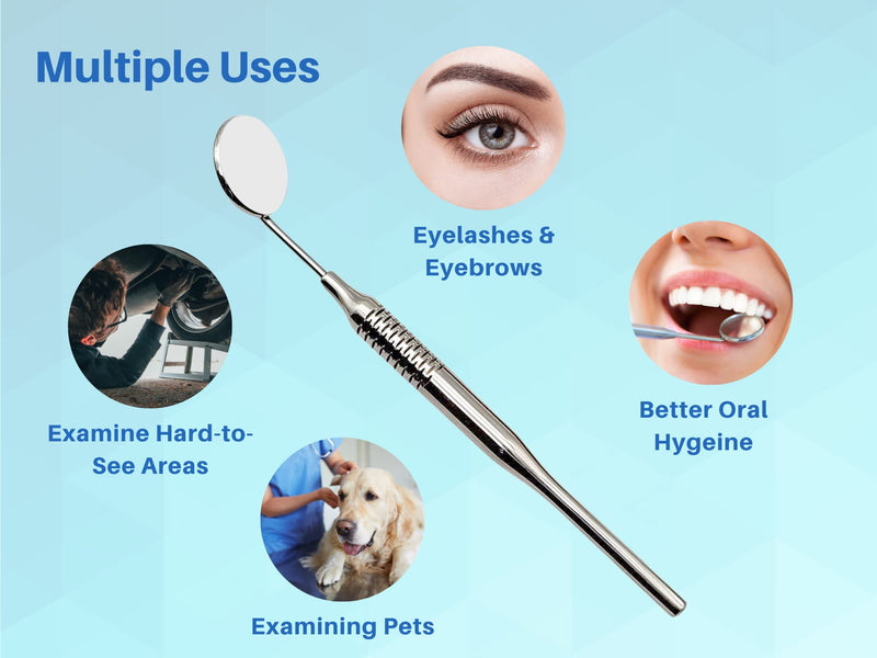 [Australia - AusPower] - Dental Mirrors Set of 5 Chrome Plated Thick Handle Tools for Teeth Cleaning Inspection, Oral Hygiene Mouth Mirror for Daily Use by Artman Instruments (Chrome) 