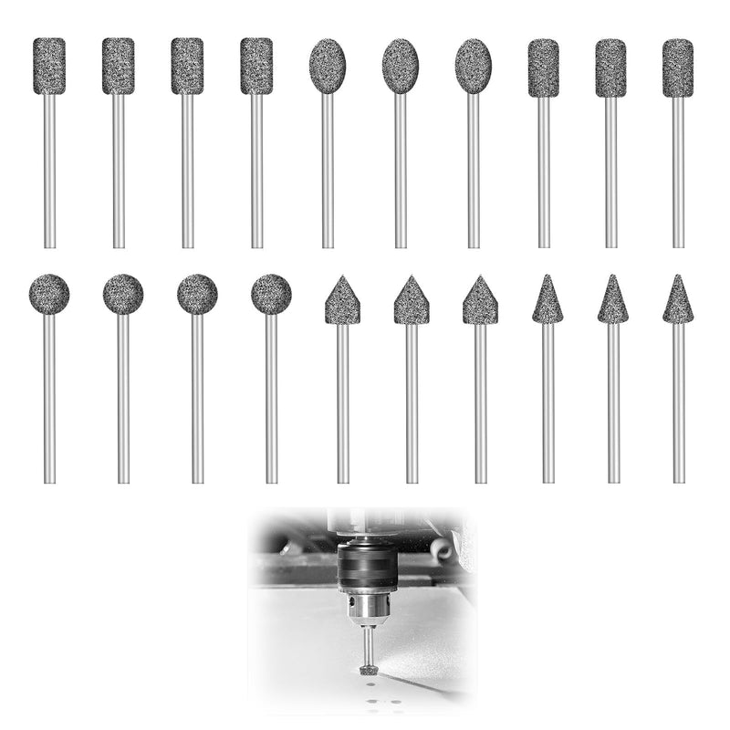 20-Piece Diamond Cutter Set, Diamond Burr Grinding Pins, Compatible with Dremel, Polishing and Accessory Set, 1/8 Inch Shank Diamond Cutter, Rotary Tool Kit for Engraving, Ceramics