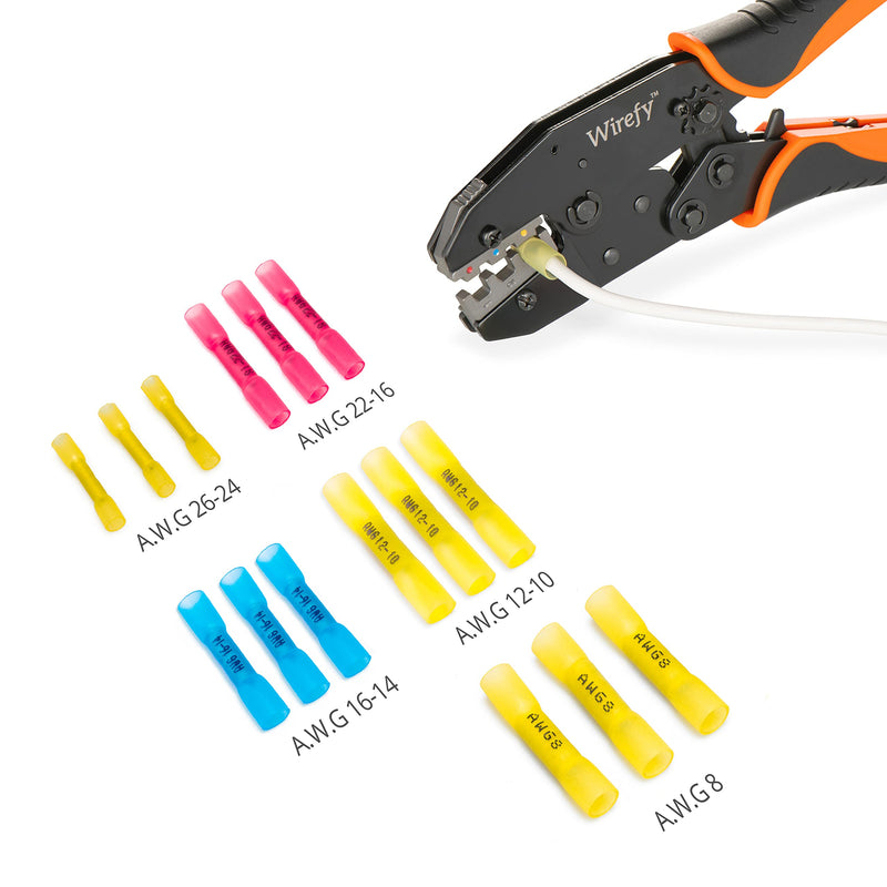 [Australia - AusPower] - Wirefy 200 PCS Heat Shrink Butt Connectors Red 22-16 AWG - Marine Grade Butt Connectors - Wire Butt Splice Connectors - Electrical Waterproof Heat Shrink Butts 