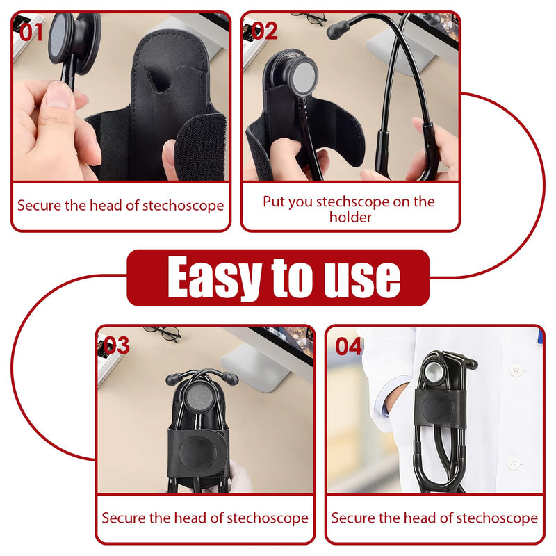 [Australia - AusPower] - 1PC PU Leather Stethoscope Holster, Stethoscope Holder – Stethoscope Accessories with Belt Clip, Durable Case for Doctors, Nurses, Med Students, Secure Fit, Ideal for Hospital, Clinic, Home Visits 