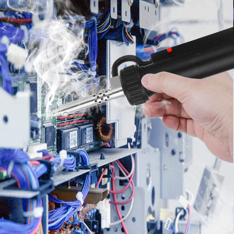 [Australia - AusPower] - Weytoll Electric Desoldering Pump, Electric Vacuum Desoldering Iron, Extraction of Liquid Solder, 350 W Desoldering Pump with Heater, Palm, Electric Soldering Tin Sucker Va-cuum Soldering (Black) Black 
