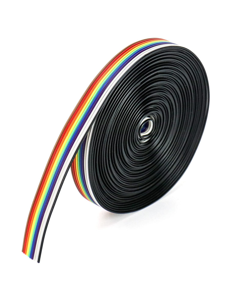 QWORK® Flat Ribbon Cable, Jumper Cable Breadboard Cable 10-Pin 1.27 mm Pitch for 2.54 mm Pin Header Connectors, 6 m